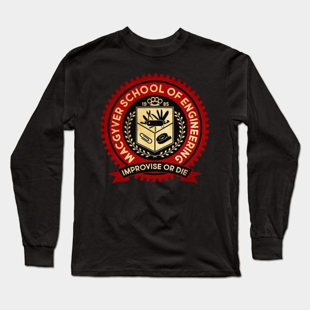 MacGyver School Of engineering Vintage Long Sleeve T-Shirt by Kerambawesi